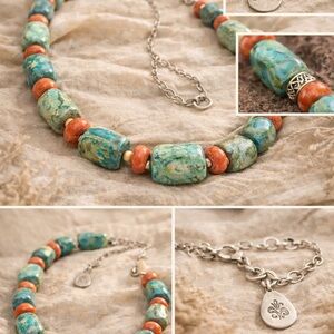 Barse 925 Sterling Turquoise & Coral Statement Necklace ✨ Southwestern Luxe